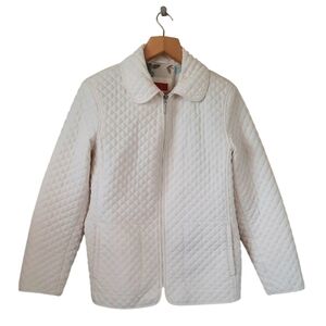 Vtg Espirit White Quilted Jacket Floral Liner